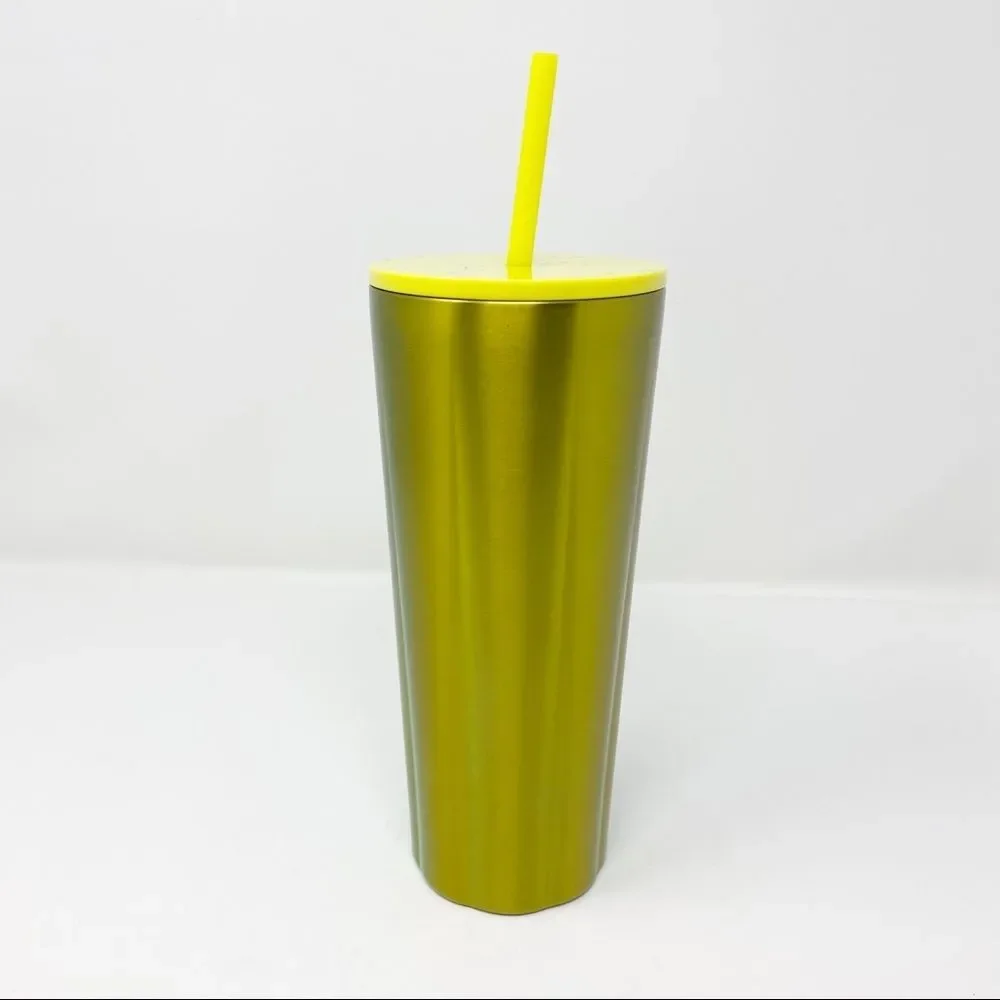 STARBUCKS LIME SPECKLE STAINLESS STEEL COLD CUP VENTI‎ NWT